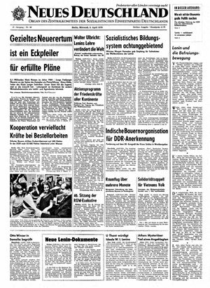 Neues Deutschland Online-Archiv vom 08.04.1970