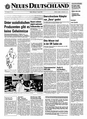 Neues Deutschland Online-Archiv vom 13.04.1970