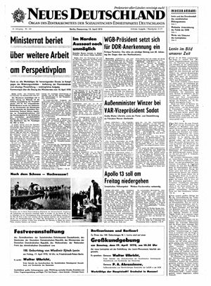 Neues Deutschland Online-Archiv vom 16.04.1970