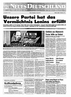 Neues Deutschland Online-Archiv vom 18.04.1970