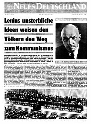 Neues Deutschland Online-Archiv vom 22.04.1970