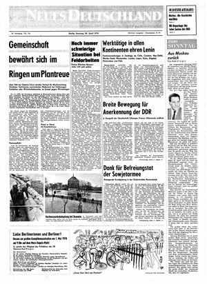 Neues Deutschland Online-Archiv vom 26.04.1970