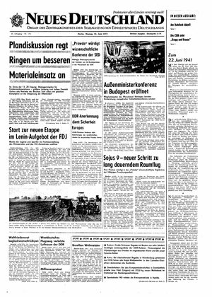 Neues Deutschland Online-Archiv vom 22.06.1970