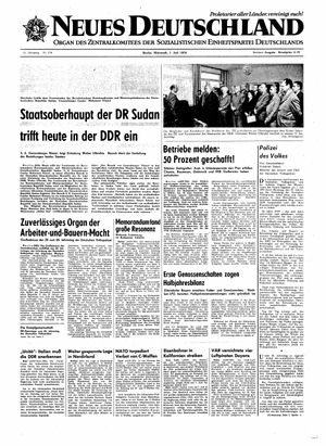Neues Deutschland Online-Archiv vom 01.07.1970