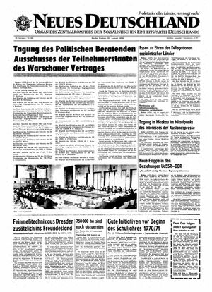 Neues Deutschland Online-Archiv vom 21.08.1970