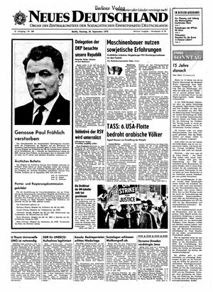Neues Deutschland Online-Archiv vom 20.09.1970