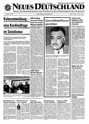 Neues Deutschland Online-Archiv vom 29.09.1970