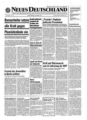 Neues Deutschland Online-Archiv vom 01.12.1970