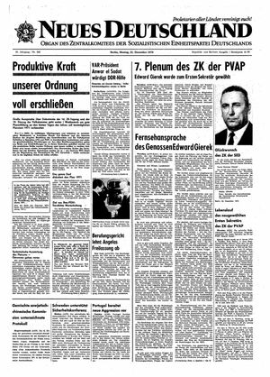 Neues Deutschland Online-Archiv vom 21.12.1970