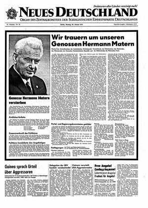 Neues Deutschland Online-Archiv vom 25.01.1971
