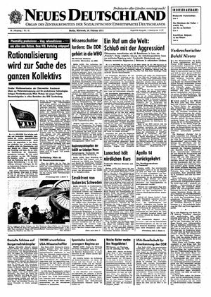 Neues Deutschland Online-Archiv vom 10.02.1971