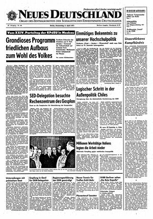 Neues Deutschland Online-Archiv vom 08.04.1971