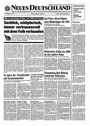 Neues Deutschland Online-Archiv vom 19.04.1971