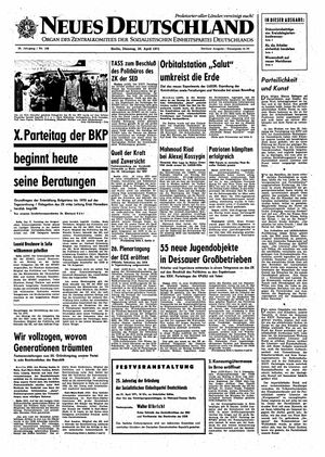 Neues Deutschland Online-Archiv vom 20.04.1971