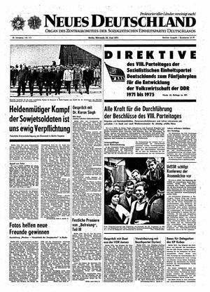 Neues Deutschland Online-Archiv vom 23.06.1971
