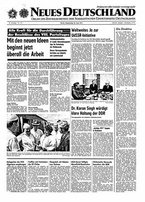 Neues Deutschland Online-Archiv vom 24.06.1971