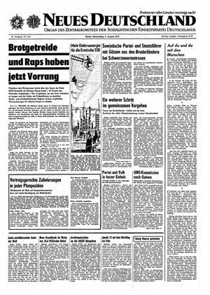 Neues Deutschland Online-Archiv vom 05.08.1971