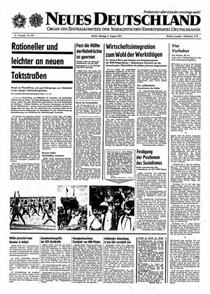 Neues Deutschland Online-Archiv vom 09.08.1971