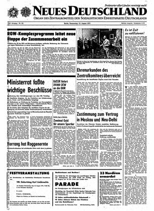 Neues Deutschland Online-Archiv vom 12.08.1971