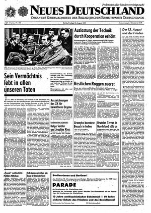 Neues Deutschland Online-Archiv vom 13.08.1971