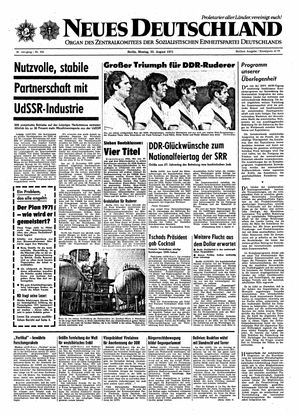 Neues Deutschland Online-Archiv vom 23.08.1971