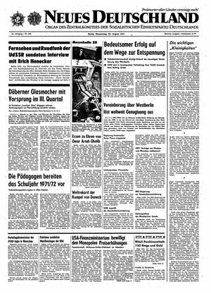 Neues Deutschland Online-Archiv vom 26.08.1971