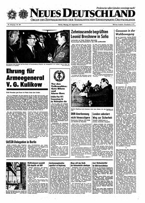 Neues Deutschland Online-Archiv vom 27.09.1971