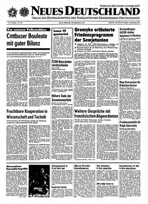 Neues Deutschland Online-Archiv vom 29.09.1971