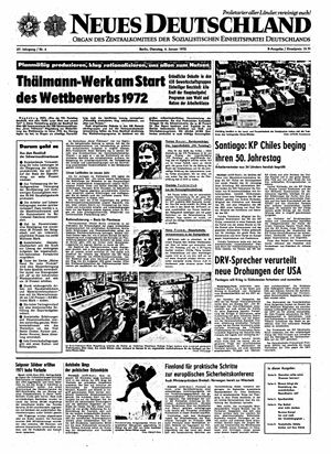 Neues Deutschland Online-Archiv vom 04.01.1972