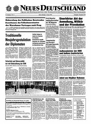 Neues Deutschland Online-Archiv vom 11.01.1972