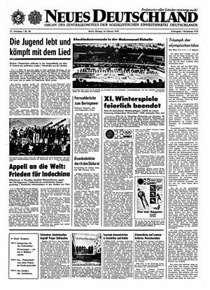 Neues Deutschland Online-Archiv vom 14.02.1972