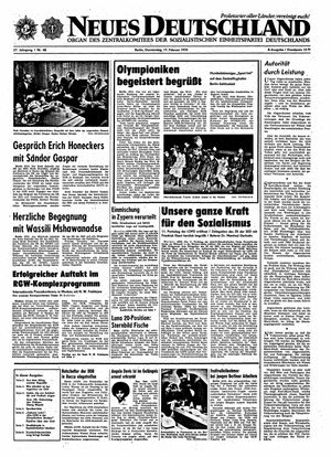 Neues Deutschland Online-Archiv vom 17.02.1972