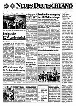 Neues Deutschland Online-Archiv vom 18.02.1972
