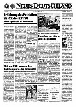 Neues Deutschland Online-Archiv vom 06.08.1972