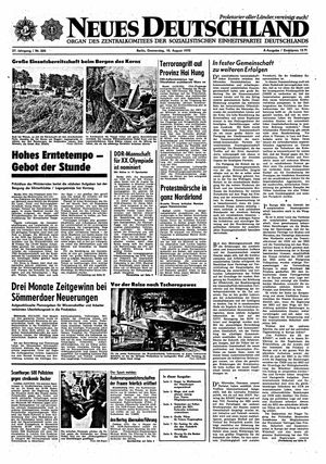 Neues Deutschland Online-Archiv vom 10.08.1972