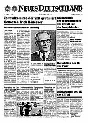 Neues Deutschland Online-Archiv vom 25.08.1972