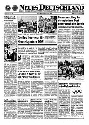 Neues Deutschland Online-Archiv vom 06.09.1972