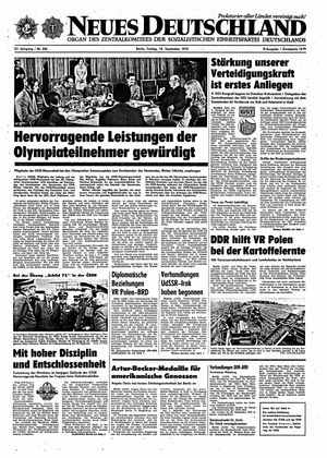 Neues Deutschland Online-Archiv vom 15.09.1972