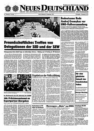 Neues Deutschland Online-Archiv vom 27.09.1972