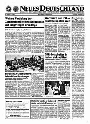 Neues Deutschland Online-Archiv vom 01.11.1972