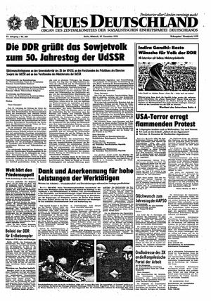 Neues Deutschland Online-Archiv vom 27.12.1972