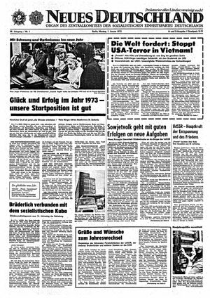 Neues Deutschland Online-Archiv vom 01.01.1973