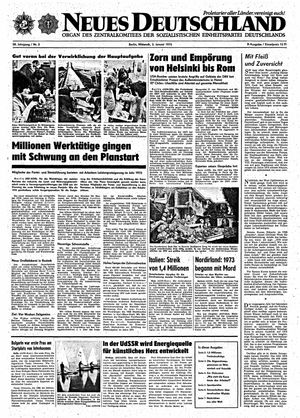 Neues Deutschland Online-Archiv vom 03.01.1973