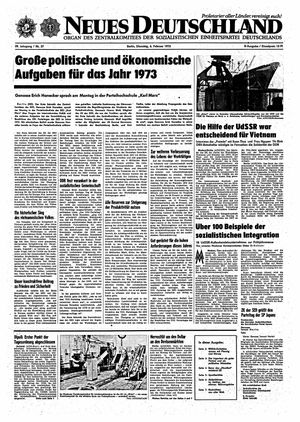 Neues Deutschland Online-Archiv vom 06.02.1973