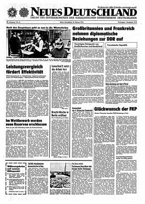 Neues Deutschland Online-Archiv vom 10.02.1973