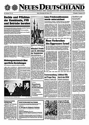 Neues Deutschland Online-Archiv vom 22.02.1973