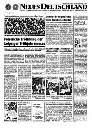 Neues Deutschland Online-Archiv vom 11.03.1973