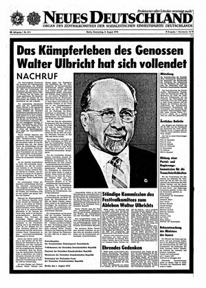 Neues Deutschland Online-Archiv vom 02.08.1973