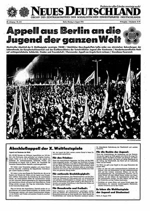 Neues Deutschland Online-Archiv vom 06.08.1973
