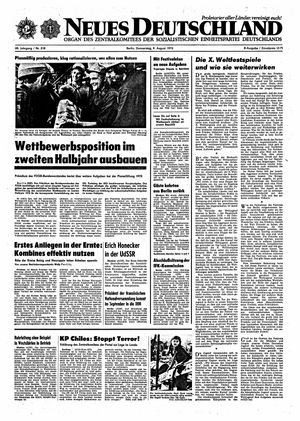 Neues Deutschland Online-Archiv vom 09.08.1973